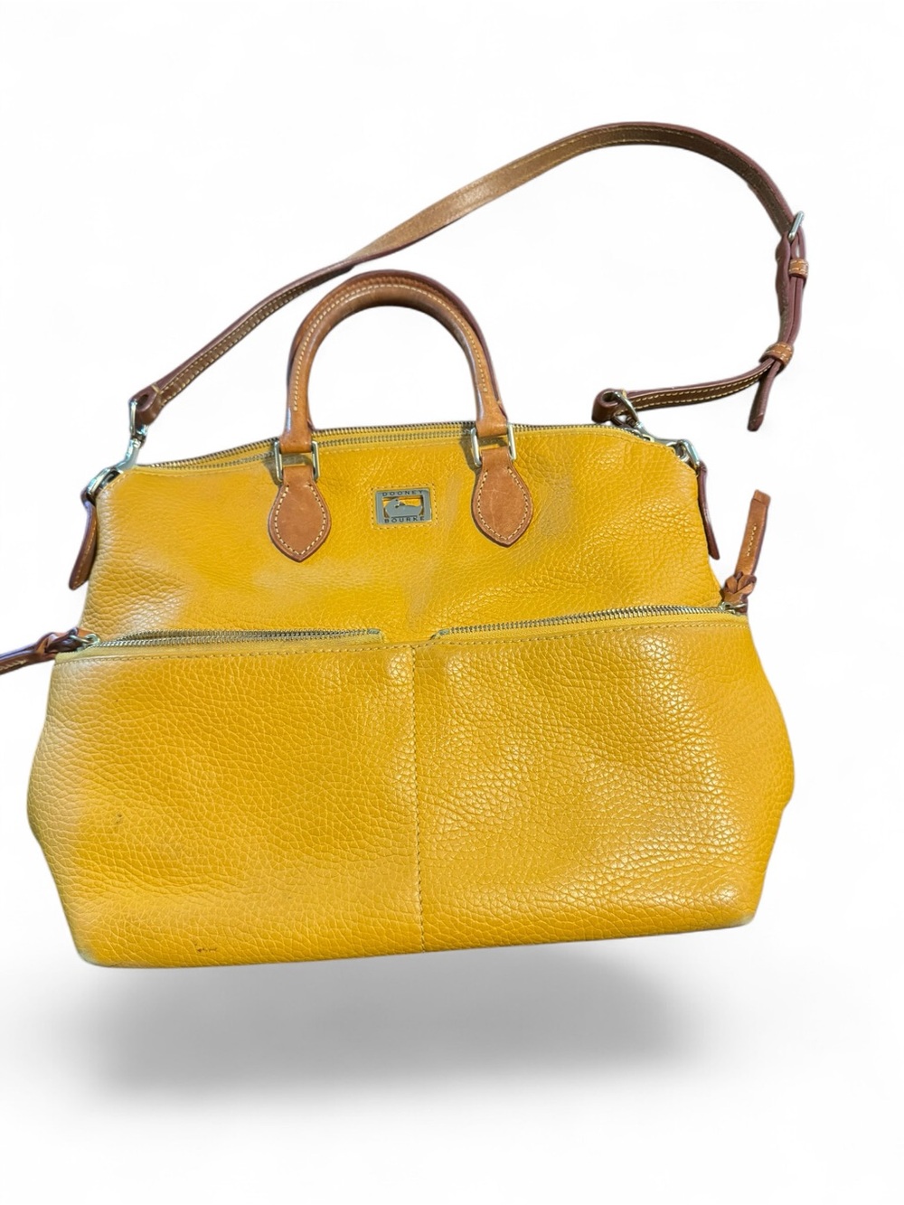 ❤️ Dooney & Bourke Yellow Pebbled Leather Satchel — Well-Loved Vintage